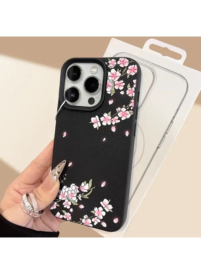 Black Textured Crystal Phone Case For IPhone 14 Pro Max Anti Drop Lychee Pattern Cover - Image 4